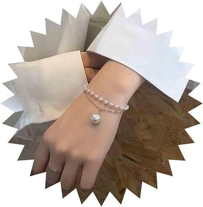 Layered Pearl Hand Chain Bracelet
